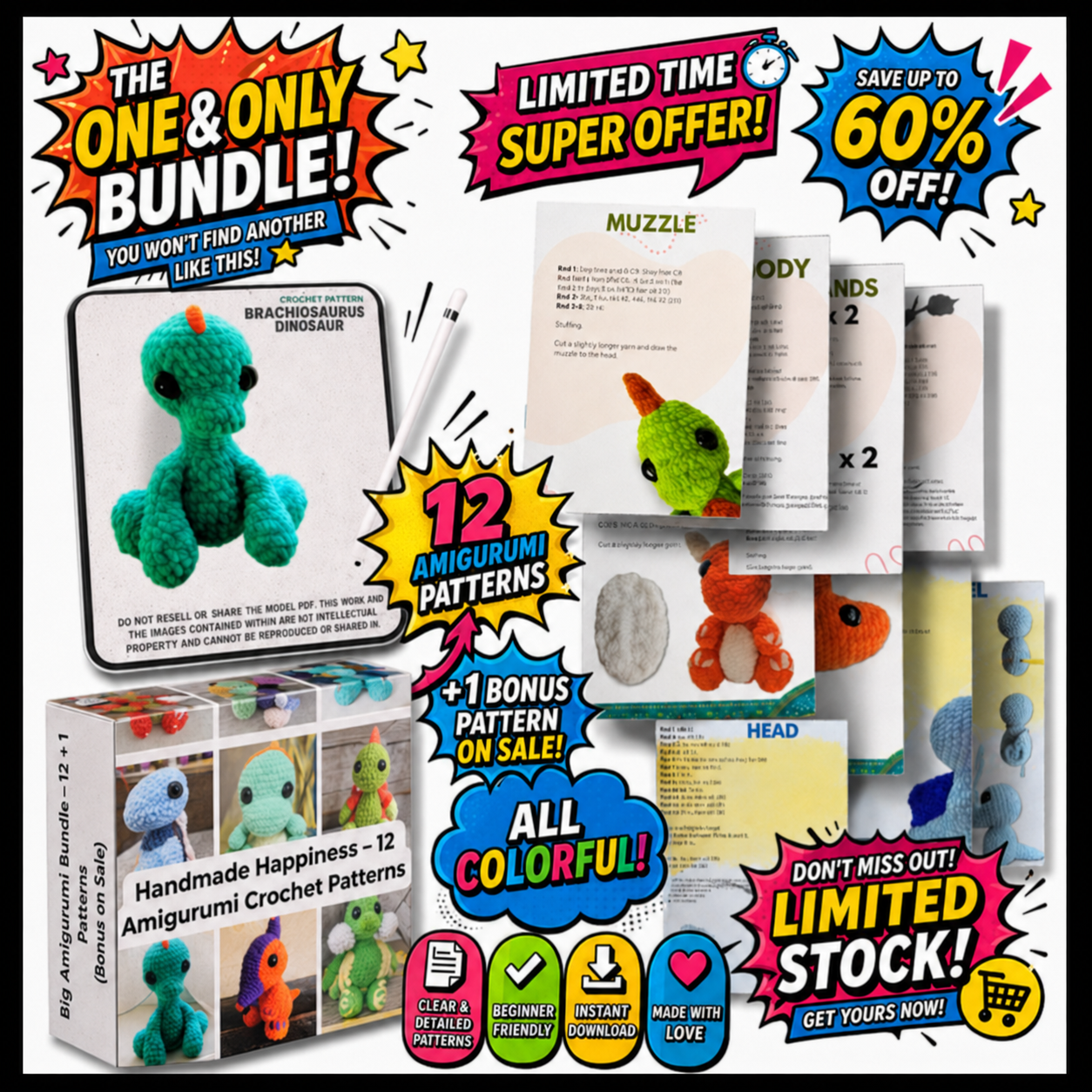 Dinosaur Fantasy Pattern Bundle